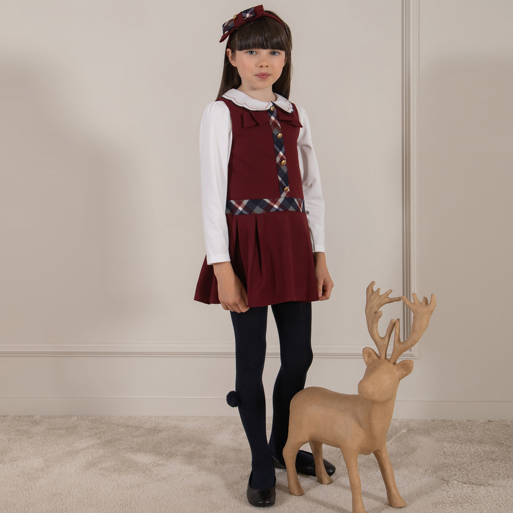 Girls sales burgundy pinafore
