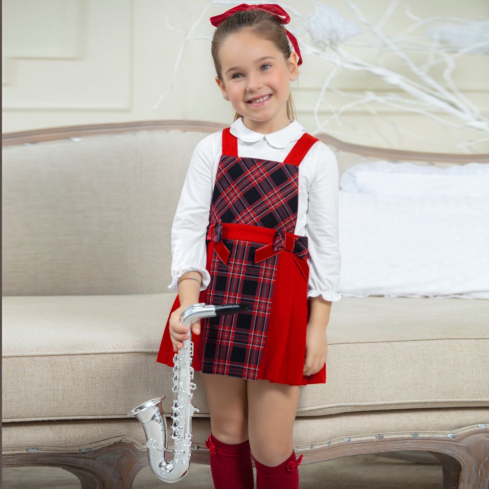Baby girl red pinafore dress top