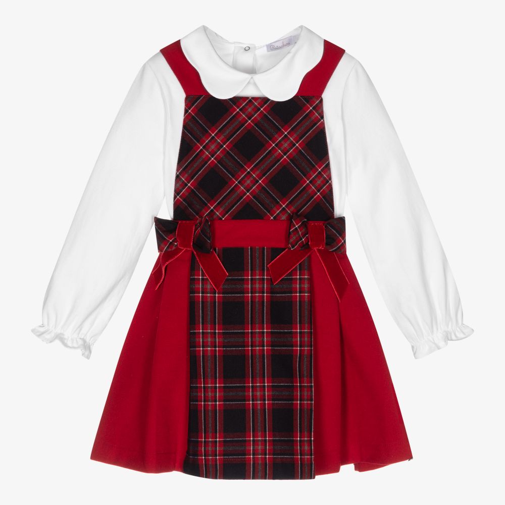 Patachou - طقم فستان بينافور فلانيل لون أحمر وكحلي | Childrensalon
