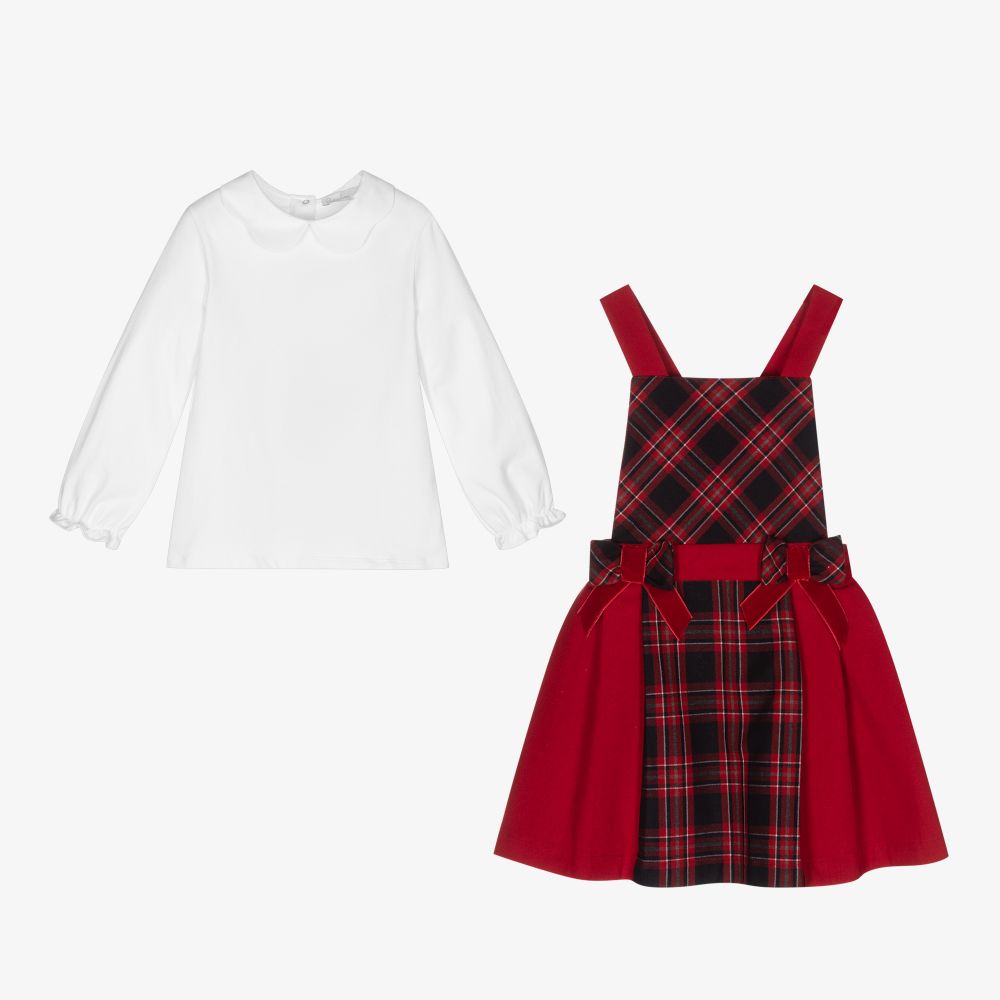 Patachou-طقم فستان بينافور فلانيل لون أحمر وكحلي | Childrensalon Outlet
