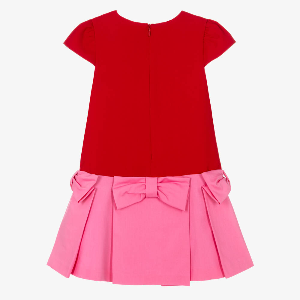 Patachou-Платье для девочек красное и розовое с лентами | Childrensalon Outlet