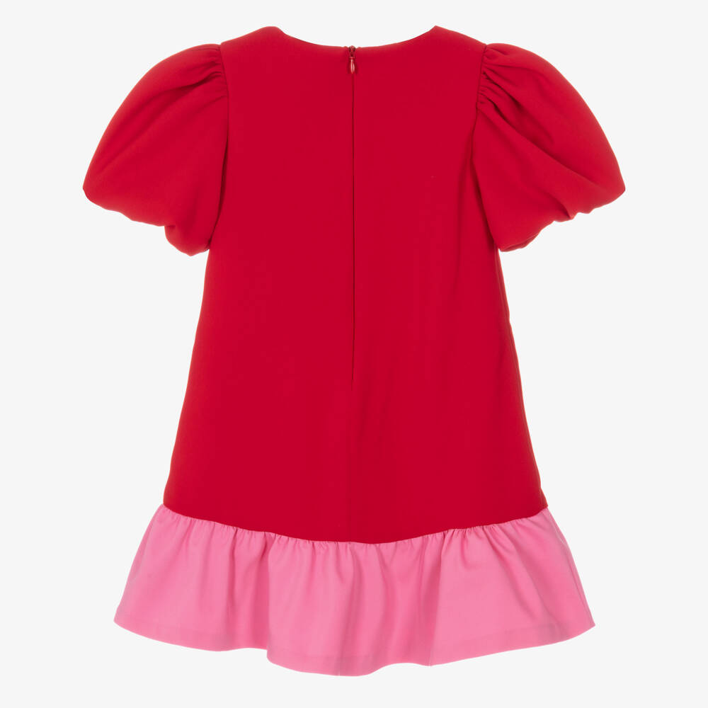 Patachou-Girls Red & Pink Dress With Bows & Ruffle Hem | Childrensalon Outlet