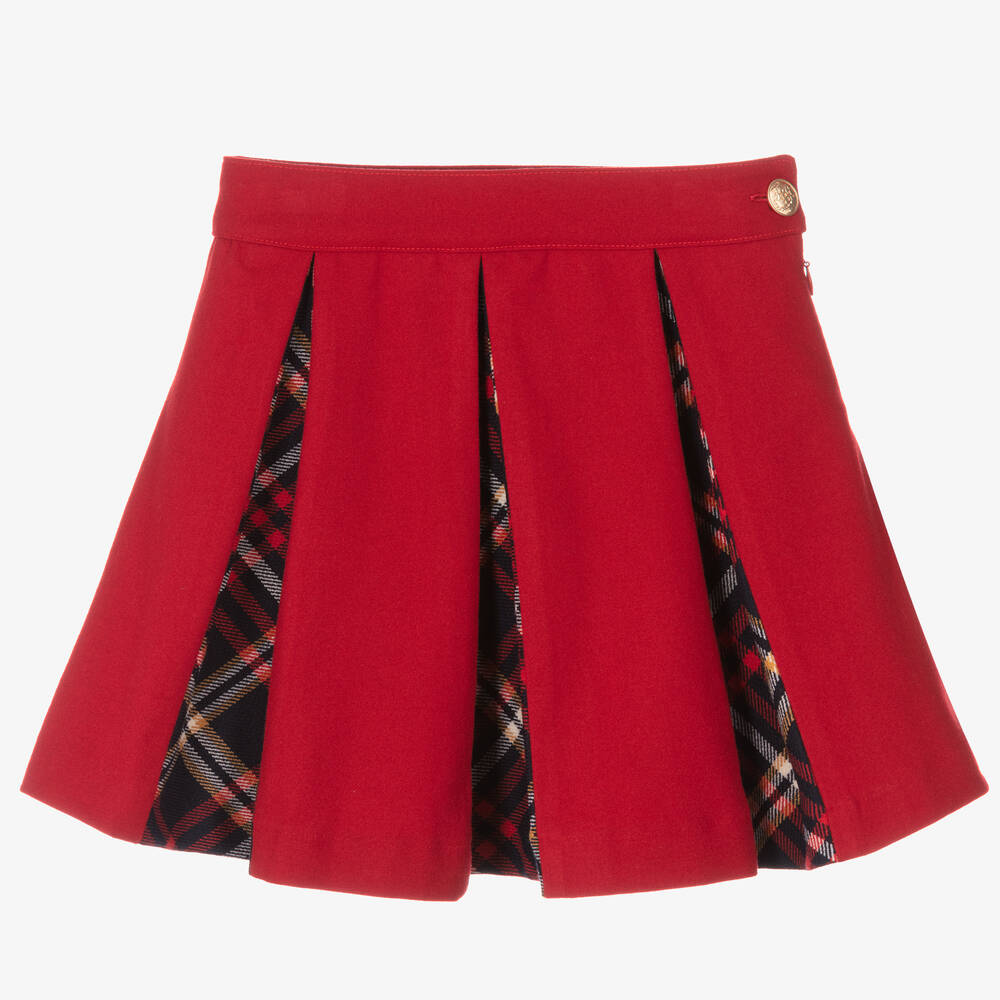 Pleated skirt red cheap