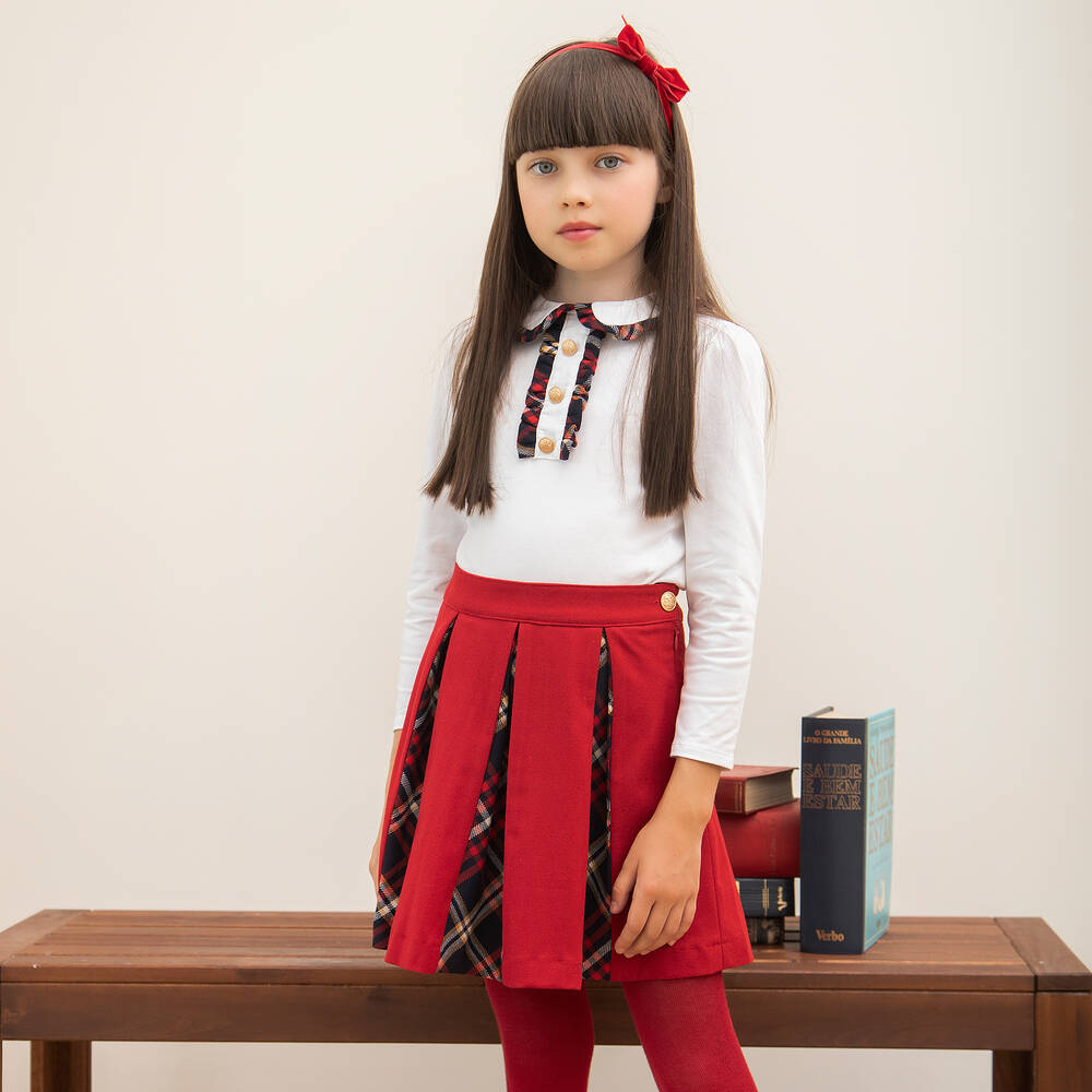 Patachou - Girls Red Pleated Skirt | Childrensalon Outlet