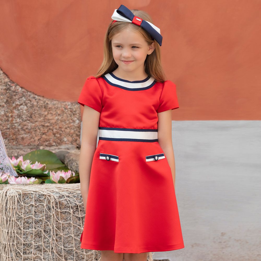 Girls red satin dress top