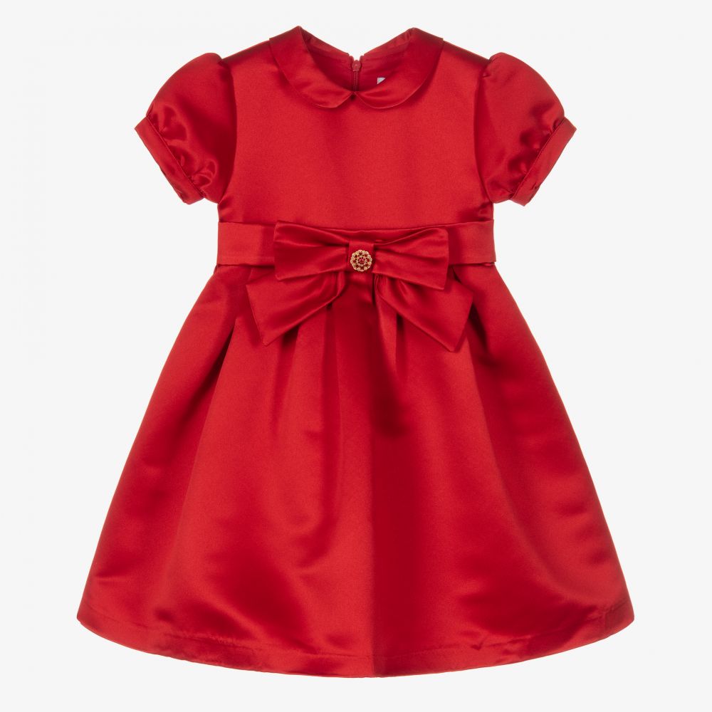 Patachou - Girls Red Satin Dress  | Childrensalon