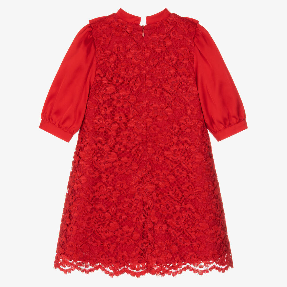 Patachou-Girls Red Satin & Lace Dress | Childrensalon Outlet