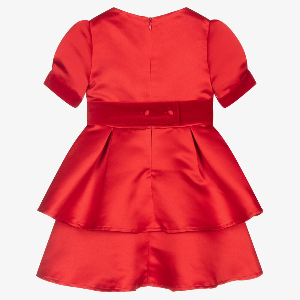 Patachou-Красное атласное платье с баской для девочек | Childrensalon Outlet
