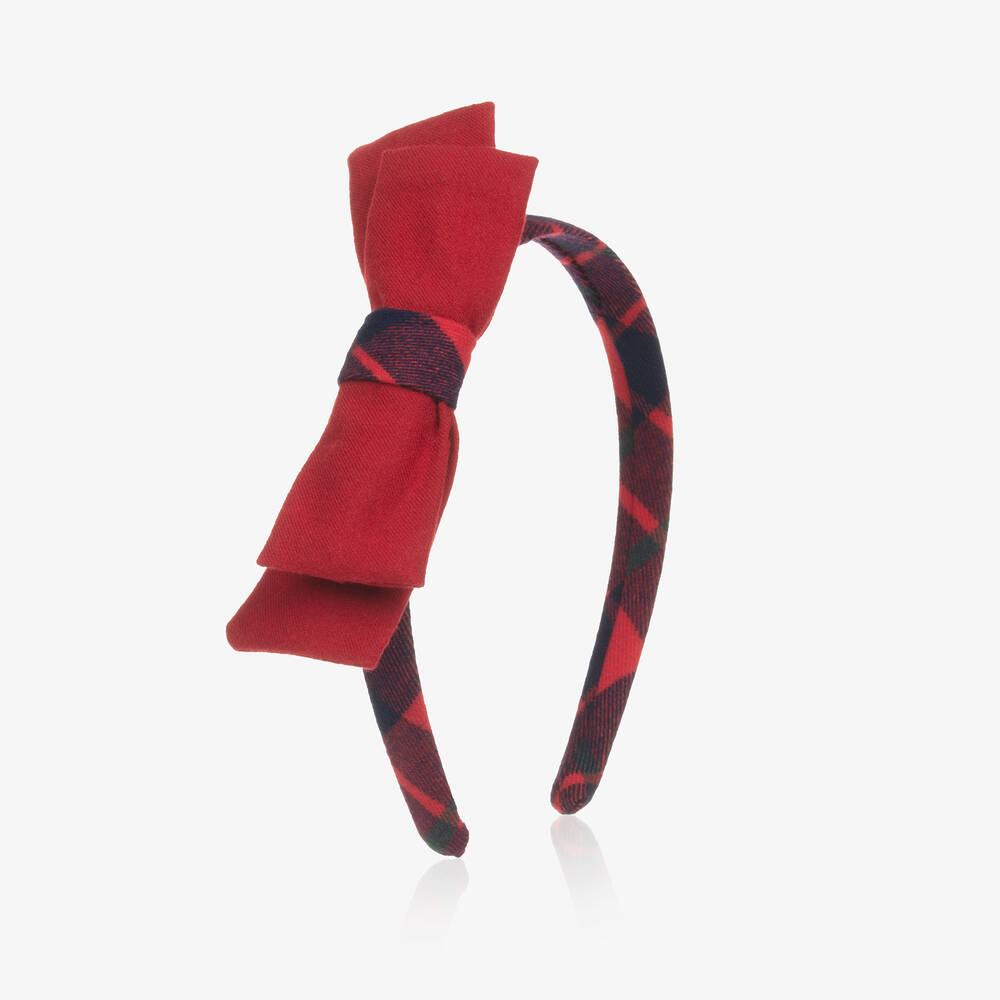 Patachou-Girls Red Tartan Bow Hairband | Childrensalon Outlet