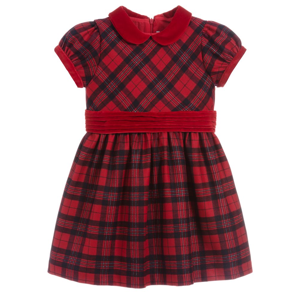 Patachou-Красное платье в шотландскую клетку для девочек | Childrensalon Outlet