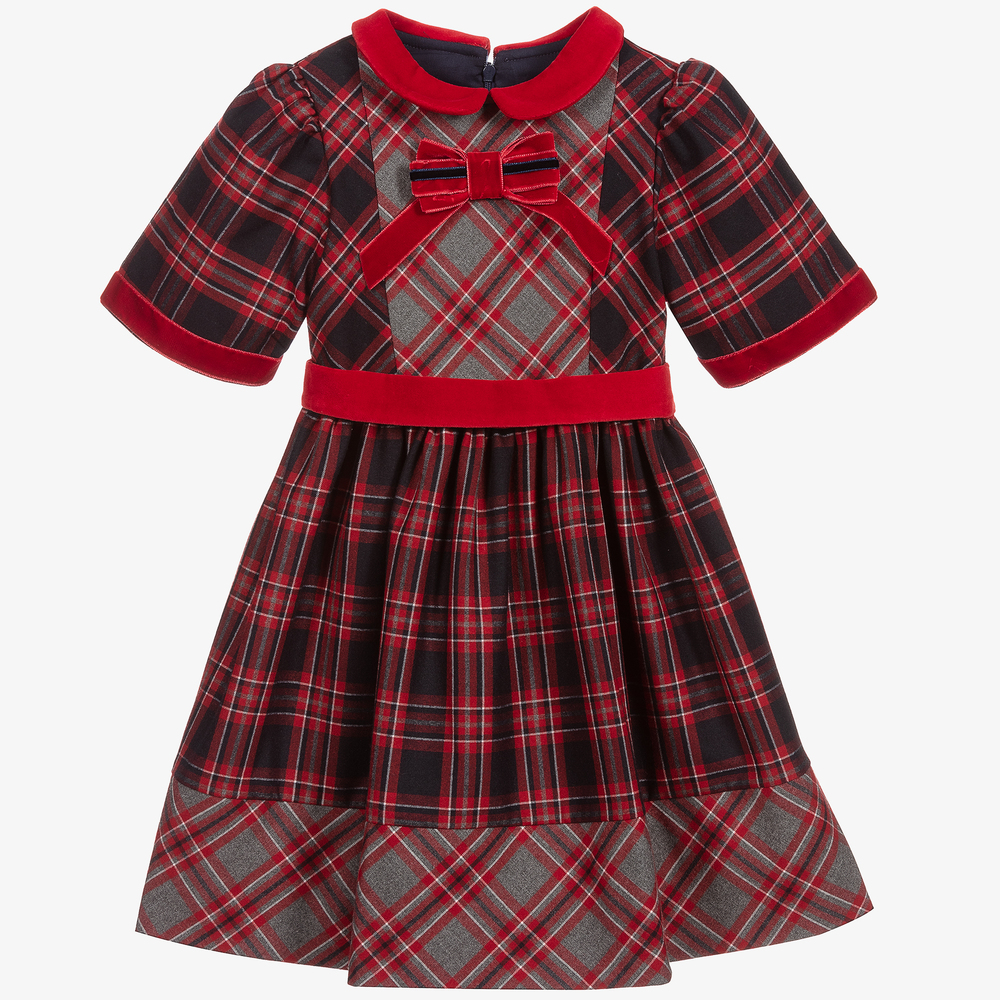 Patachou - Красное платье в шотландскую клетку для девочек | Childrensalon