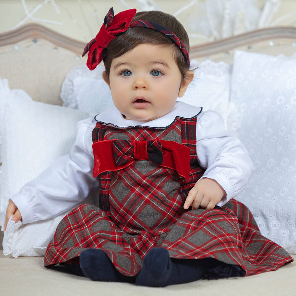 Patachou-Girls Red Tartan Dress Set | Childrensalon Outlet