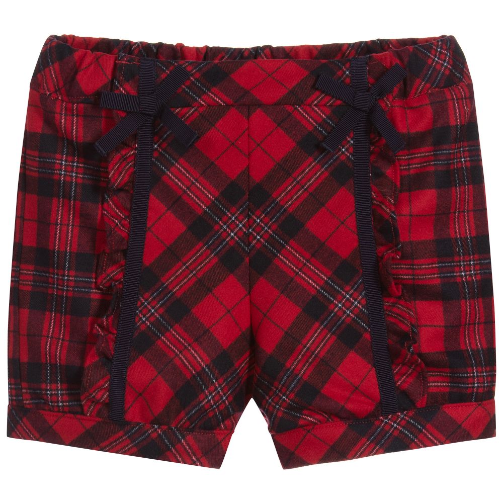 Patachou - Girls Red Tartan Shorts  | Childrensalon