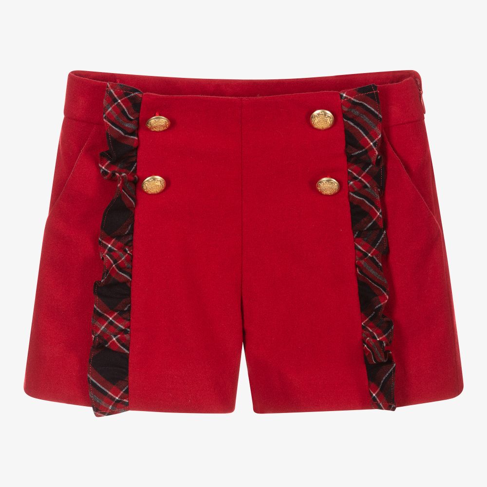 Patachou - Girls Red Tartan Shorts | Childrensalon