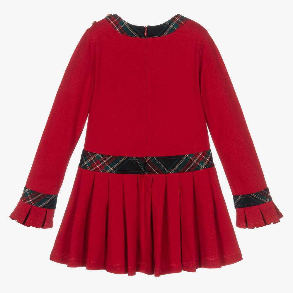 Patachou-Girls Red Tartan Skirt Dress  | Childrensalon Outlet