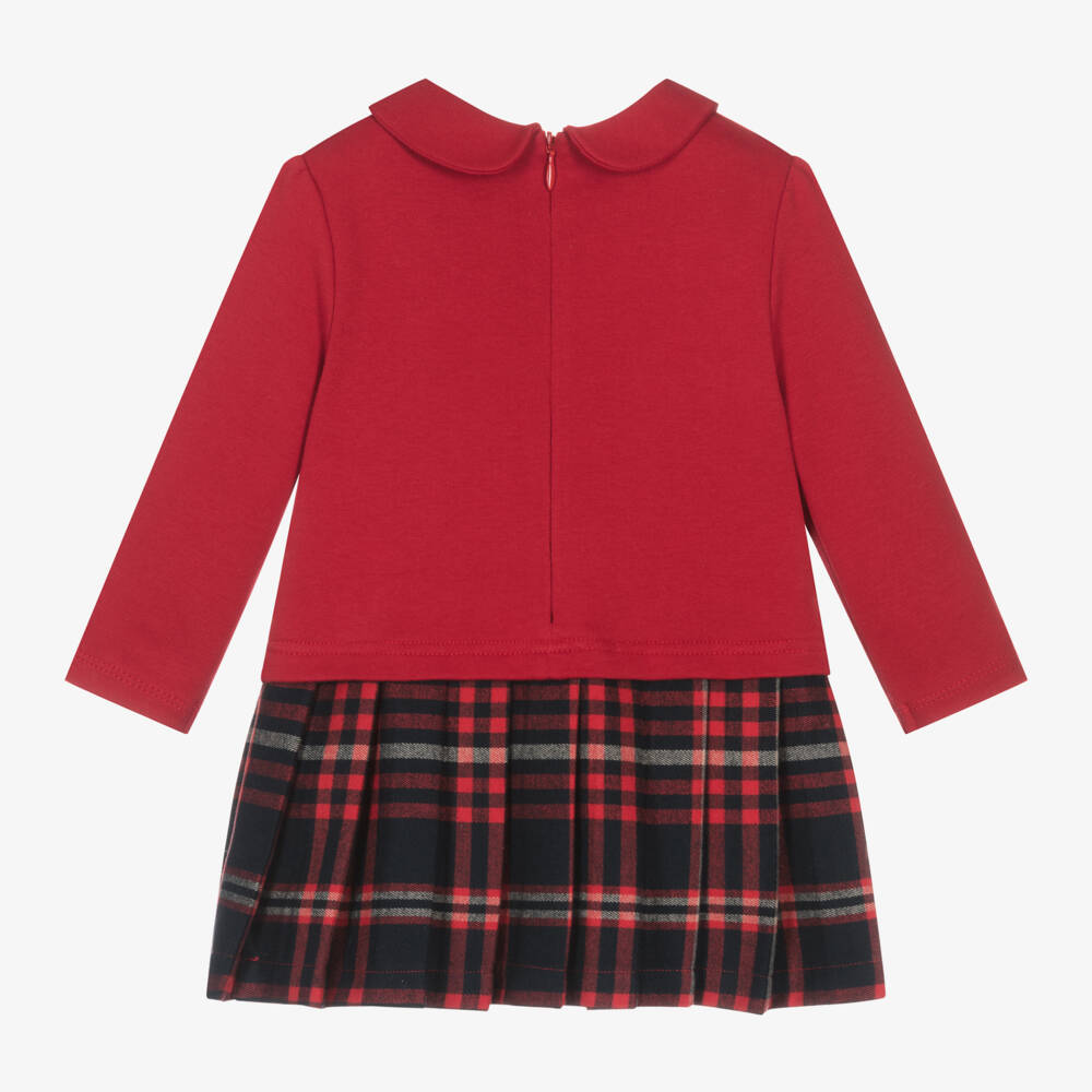 Patachou-Girls Red Tartan Teddy Dress | Childrensalon Outlet