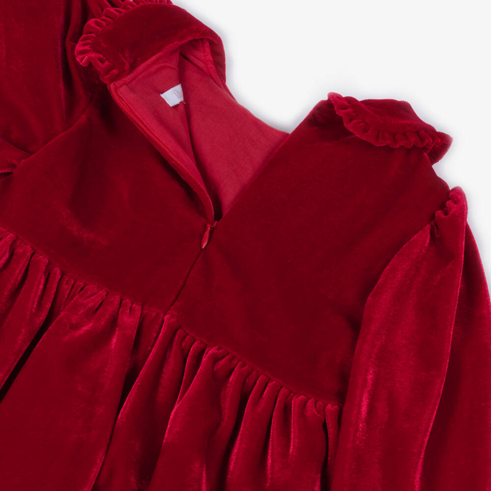 Patachou-فستان مخمل أحمر للبنات مع فيونكة | Childrensalon Outlet