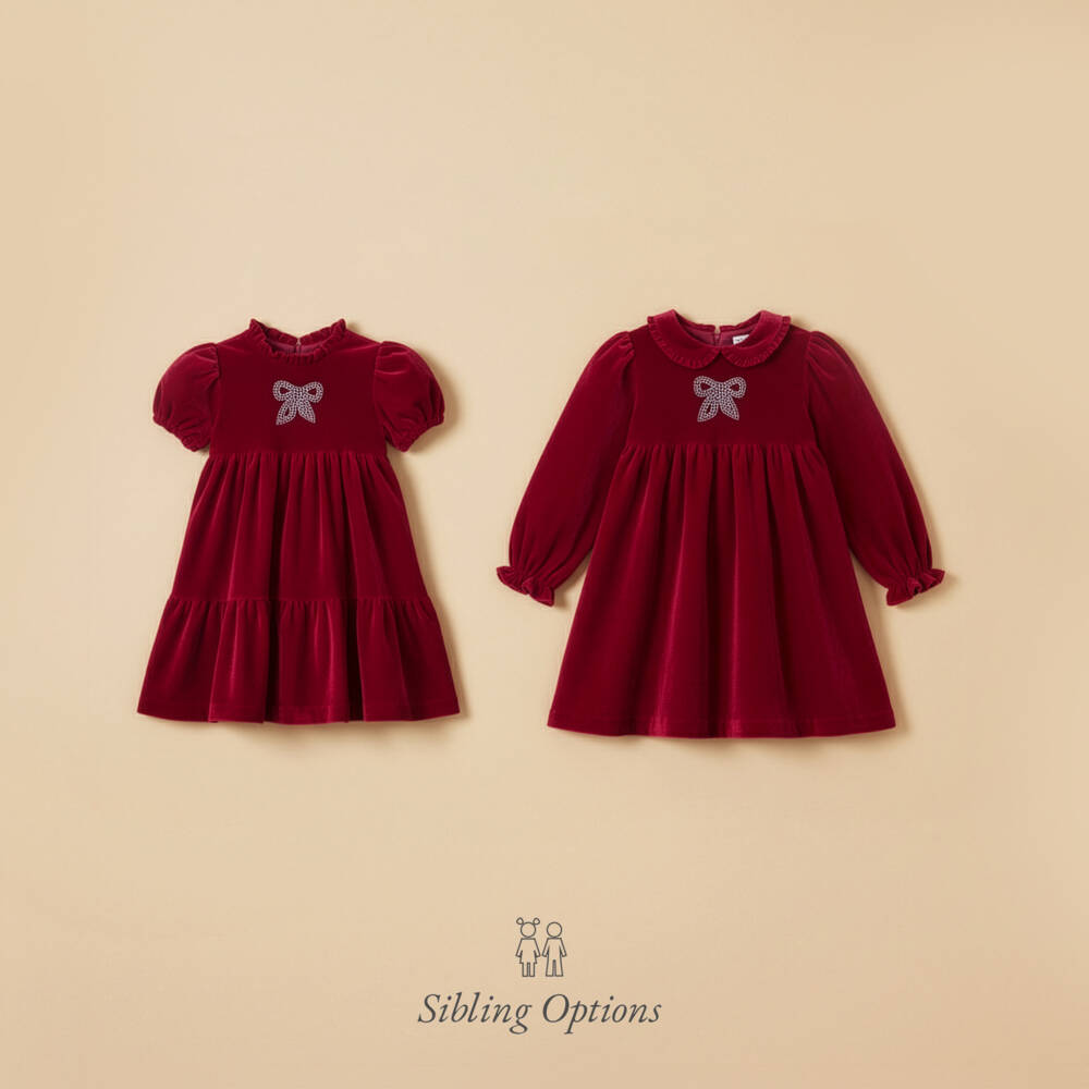 Patachou-فستان مخمل أحمر للبنات مع فيونكة | Childrensalon Outlet