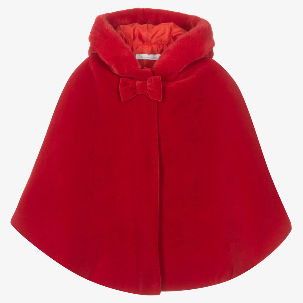 Patachou - Girls Red Velvet Cape | Childrensalon