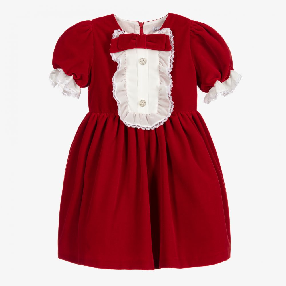 Patachou - Girls Red Velvet Dress | Childrensalon