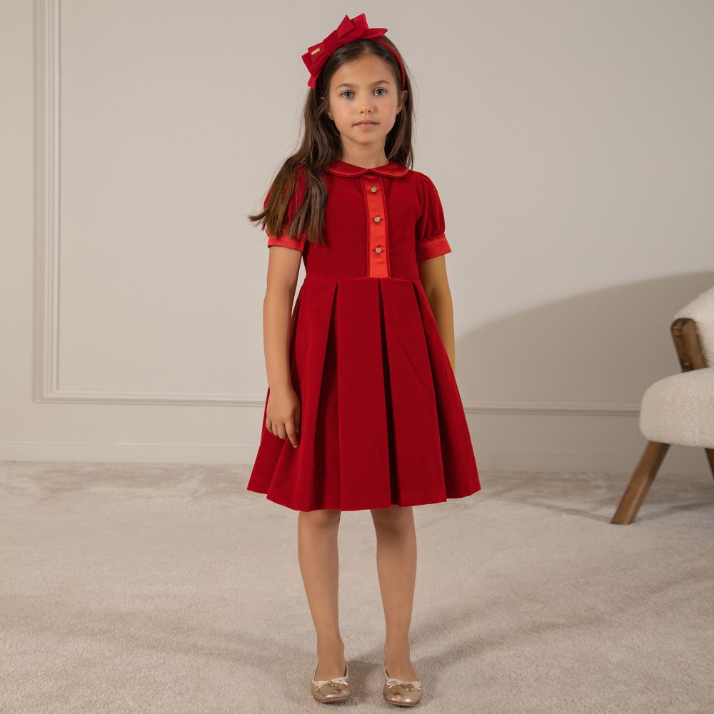 Patachou Girls Red Velvet Dress Childrensalon Outlet