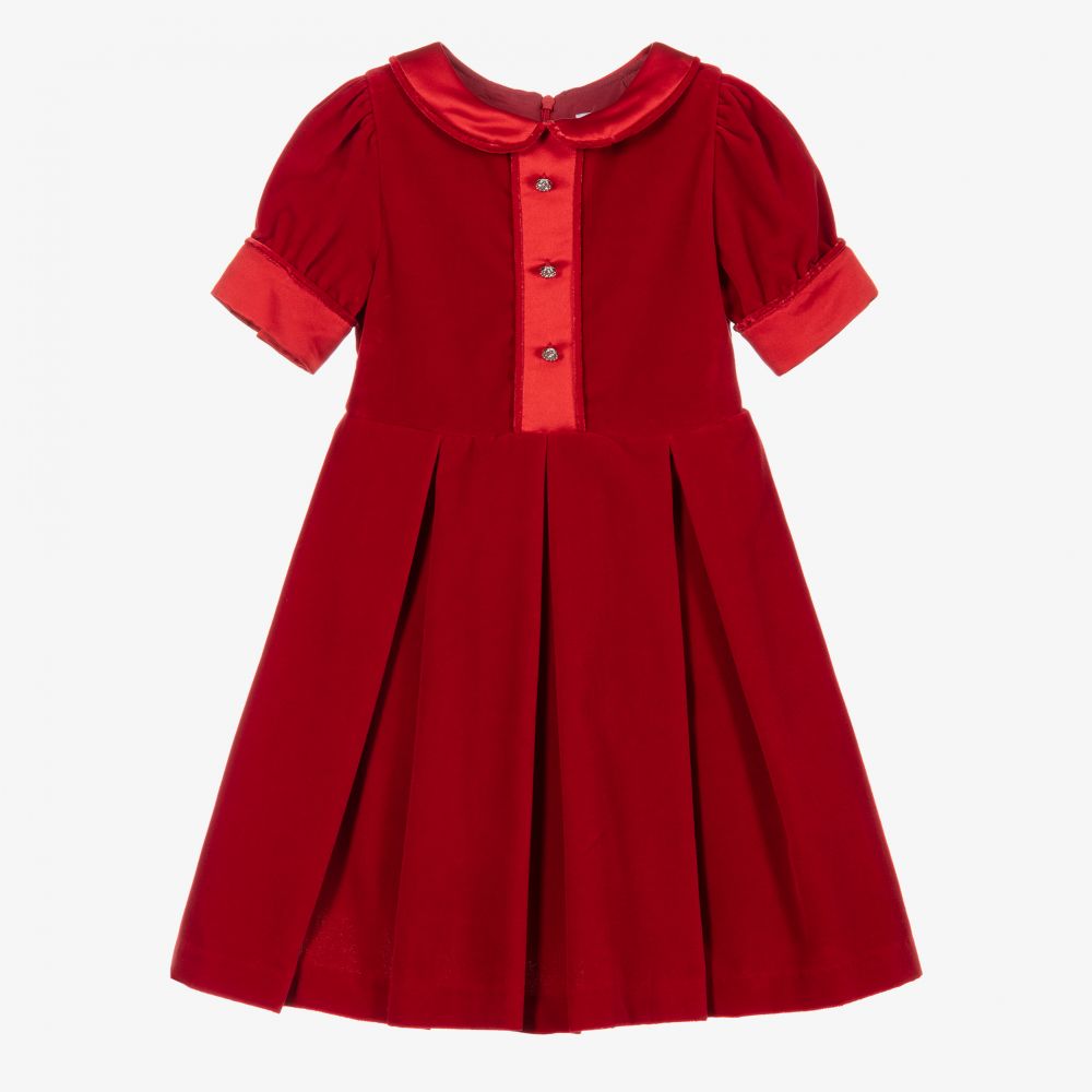 Patachou - Girls Red Velvet Dress | Childrensalon
