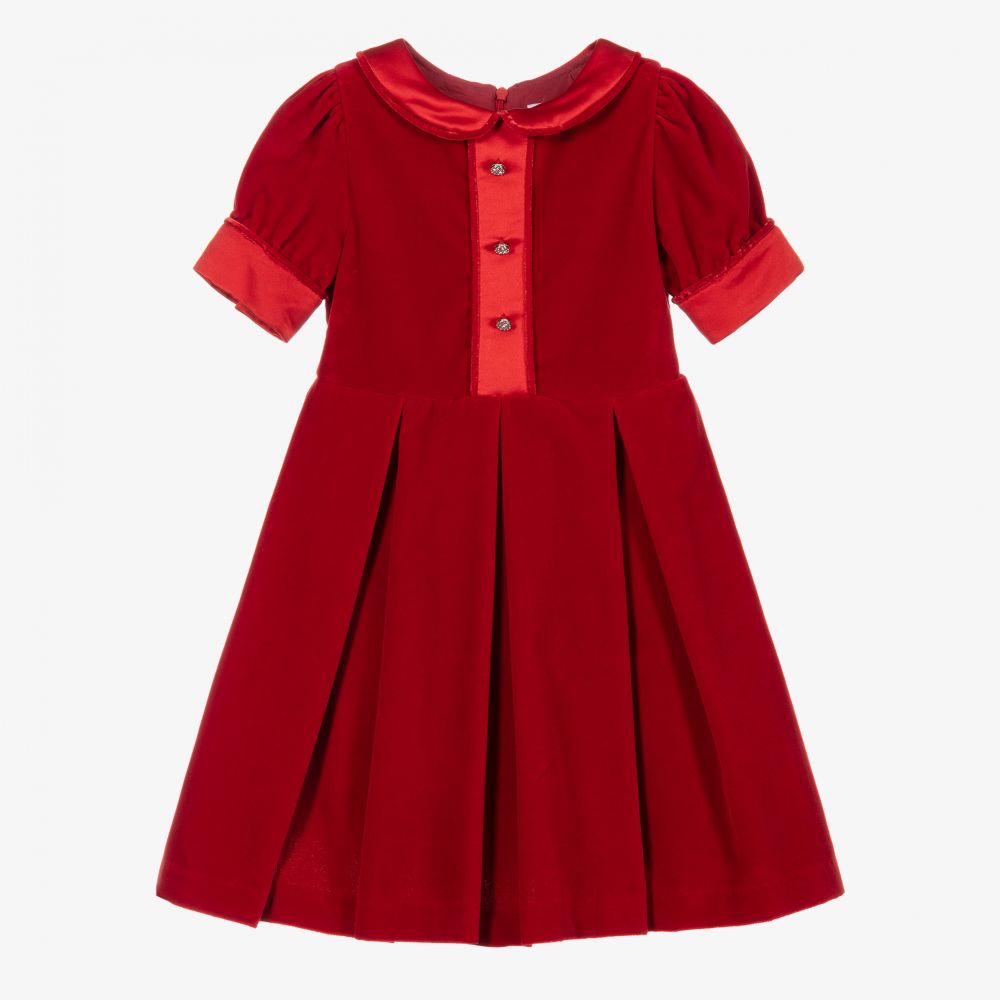 Patachou - Rotes Samtkleid für Mädchen | Childrensalon