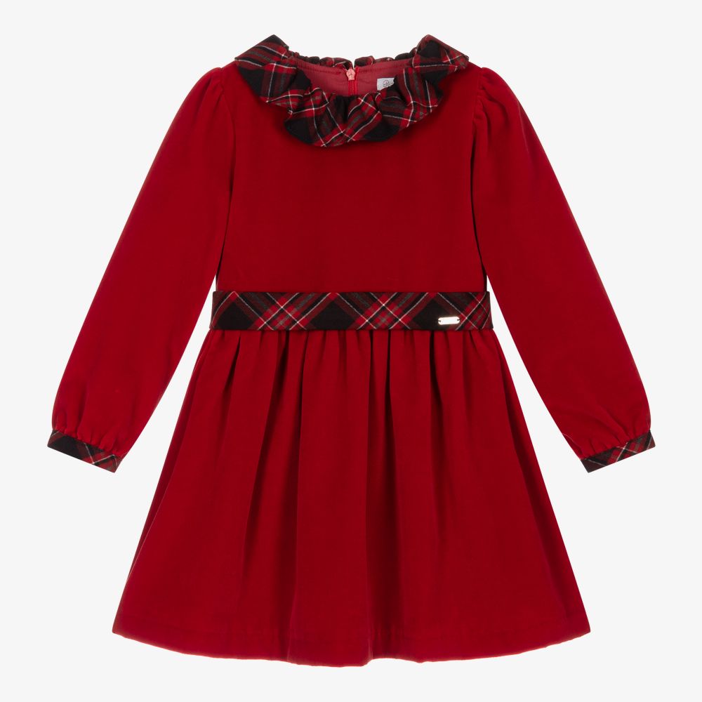 Patachou - Rotes Samtkleid für Mädchen  | Childrensalon