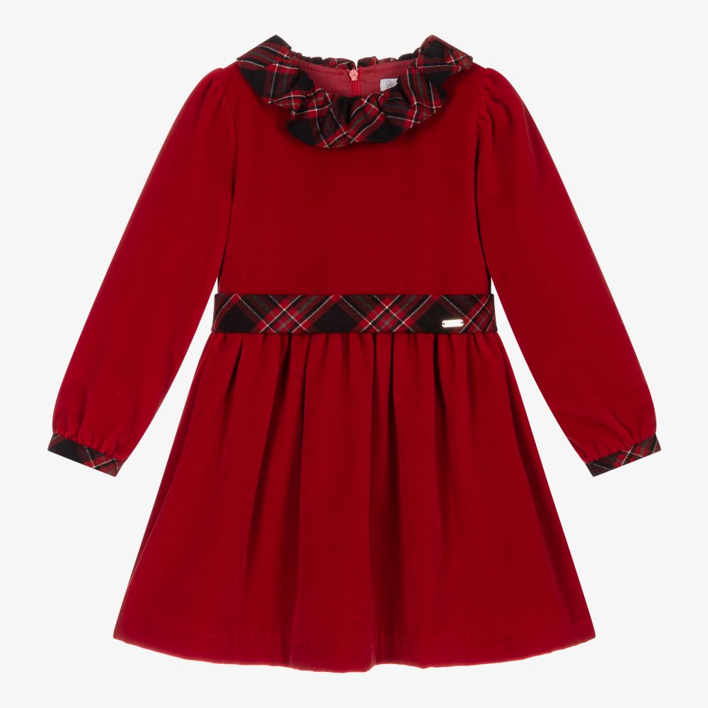 Patachou - Girls Red Velvet Dress  | Childrensalon