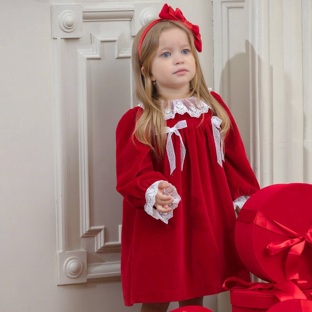 Red velvet christmas dress for girl hotsell