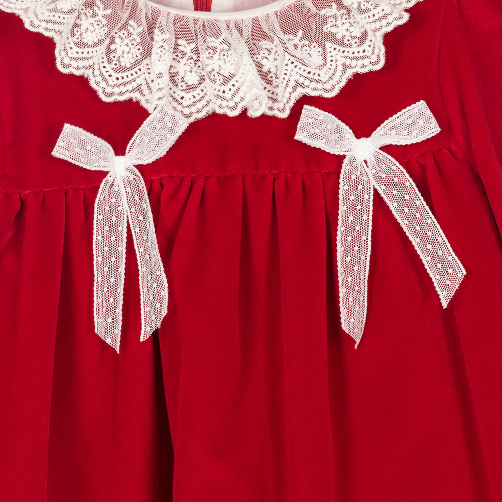 Patachou Girls Red Velvet Dress Childrensalon Outlet