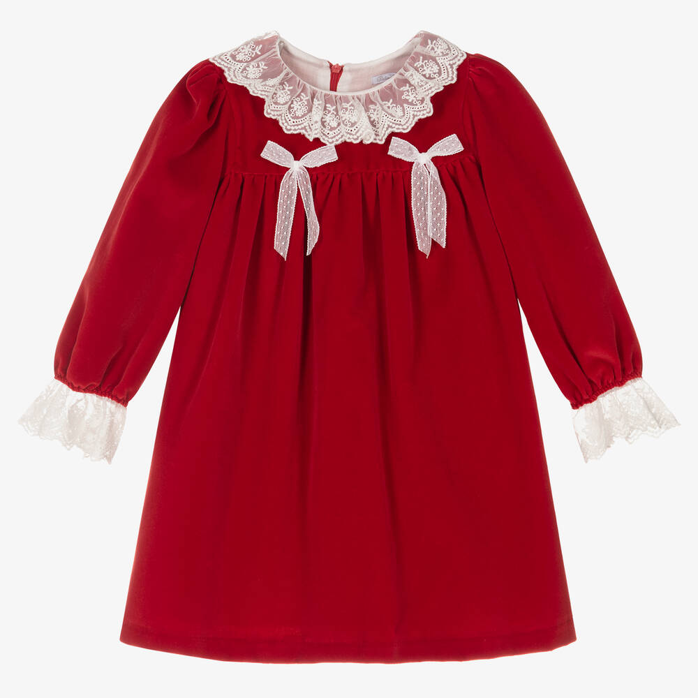 Patachou - Girls Red Velvet Dress | Childrensalon