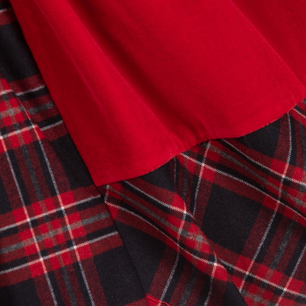 Patachou-Красное бархатное платье с шотландской клеткой для девочек | Childrensalon Outlet