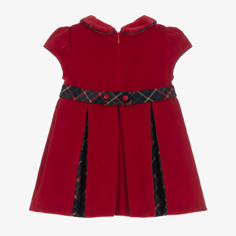 Patachou-فستان تارتان قطن مخمل لون أحمر | Childrensalon Outlet