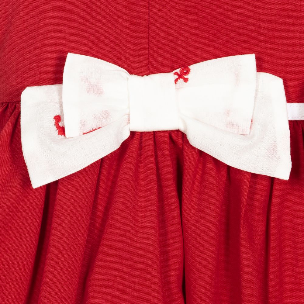 Patachou-فستان قطن لون أحمر وأبيض | Childrensalon Outlet