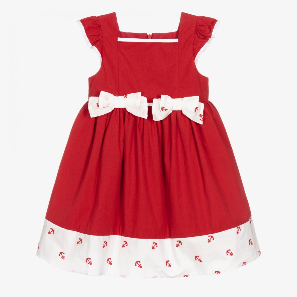 Patachou - Robe rouge/blanche en coton Fille | Childrensalon