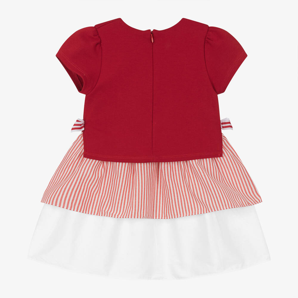 White and red dress for baby girl top