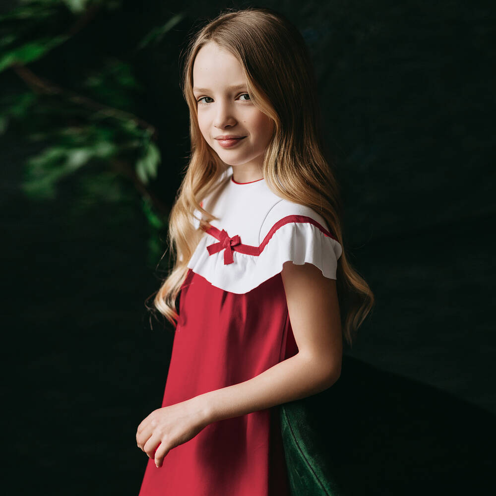 Patachou-Girls Red & White Dress | Childrensalon Outlet
