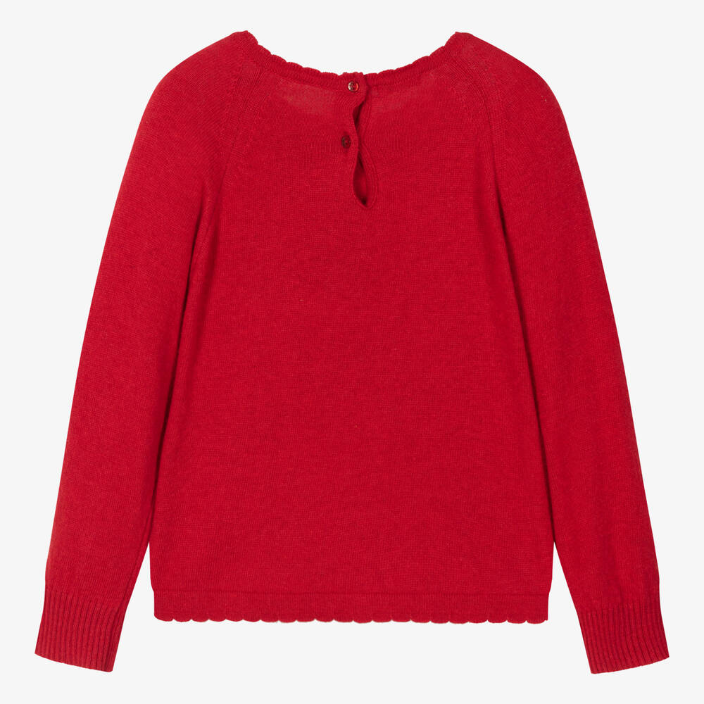 Patachou-Girls Red Wool & Cashmere Sweater | Childrensalon Outlet