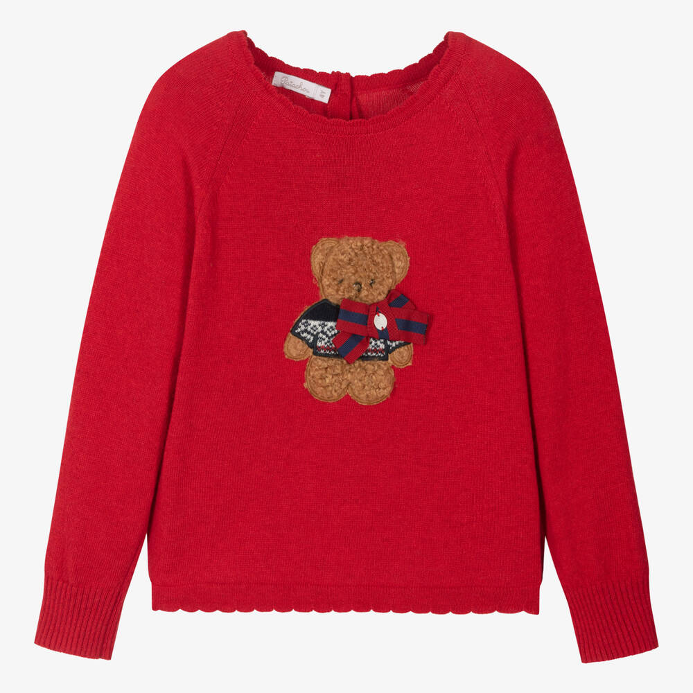 Patachou - Girls Red Wool & Cashmere Sweater | Childrensalon
