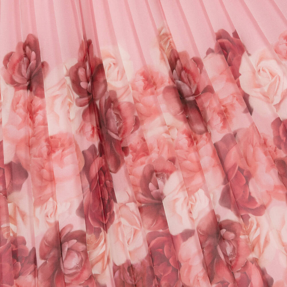 Patachou-Girls Rose Print Pleated Chiffon Dress | Childrensalon Outlet