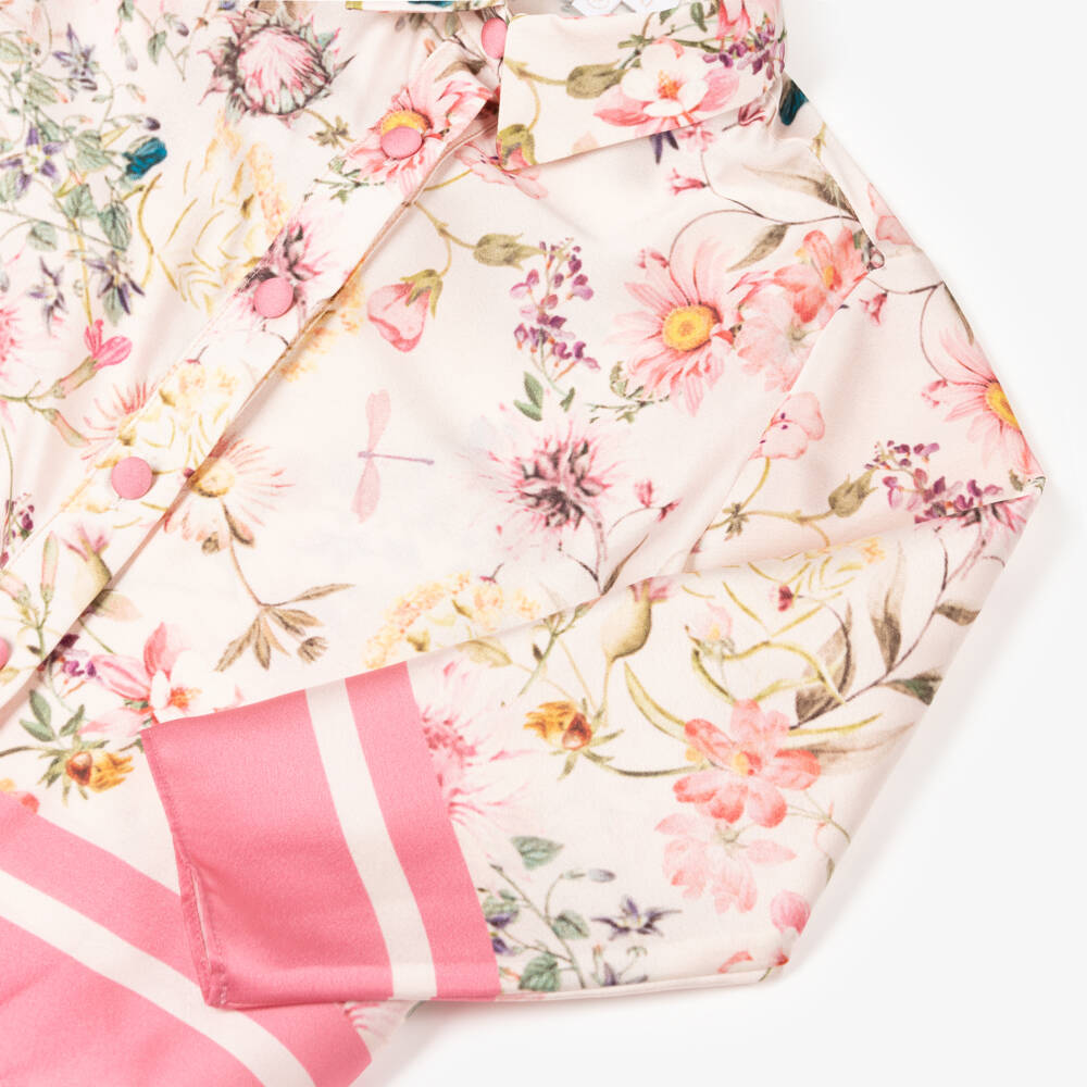 Patachou-Girls Satin Blossom Trouser Ensemble | Childrensalon Outlet