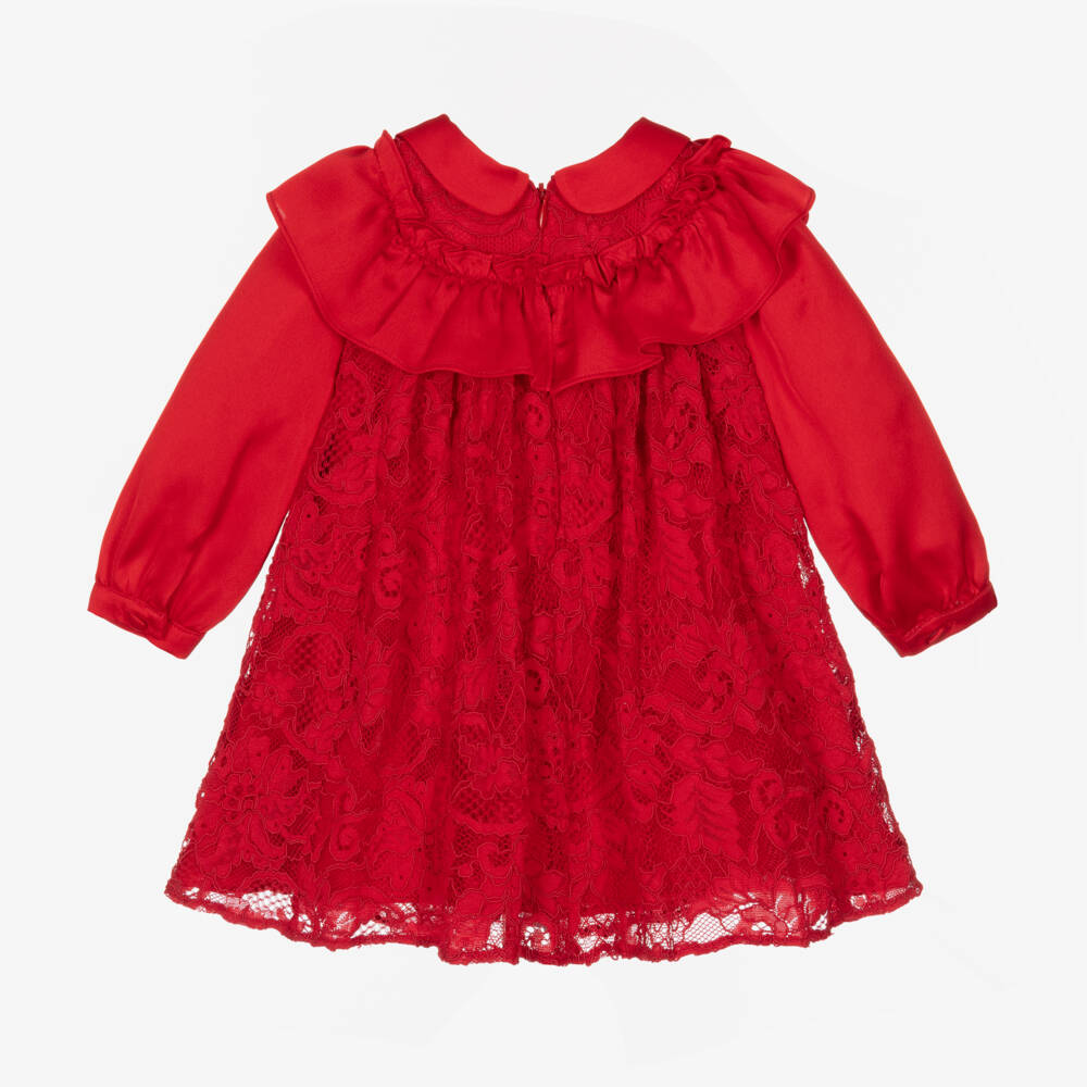 Patachou-Girls Satin & Lace Red Dress | Childrensalon Outlet