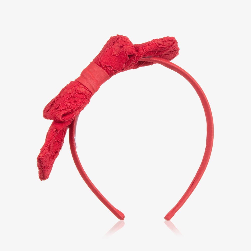 Patachou-Ободок с кружевным бантом для девочек в алом цвете | Childrensalon Outlet