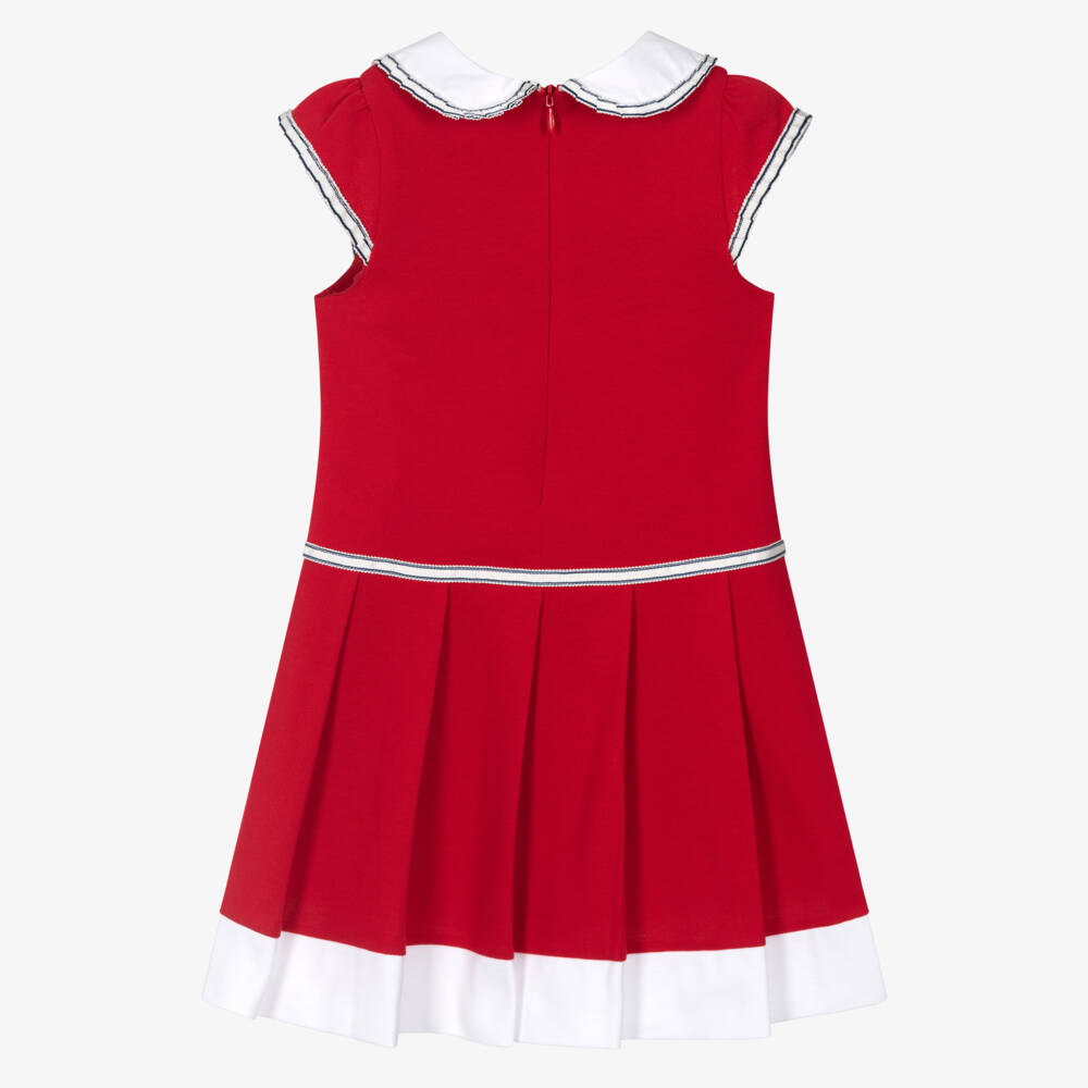 Patachou-Girls Scarlet Piqué Collar Dress | Childrensalon Outlet