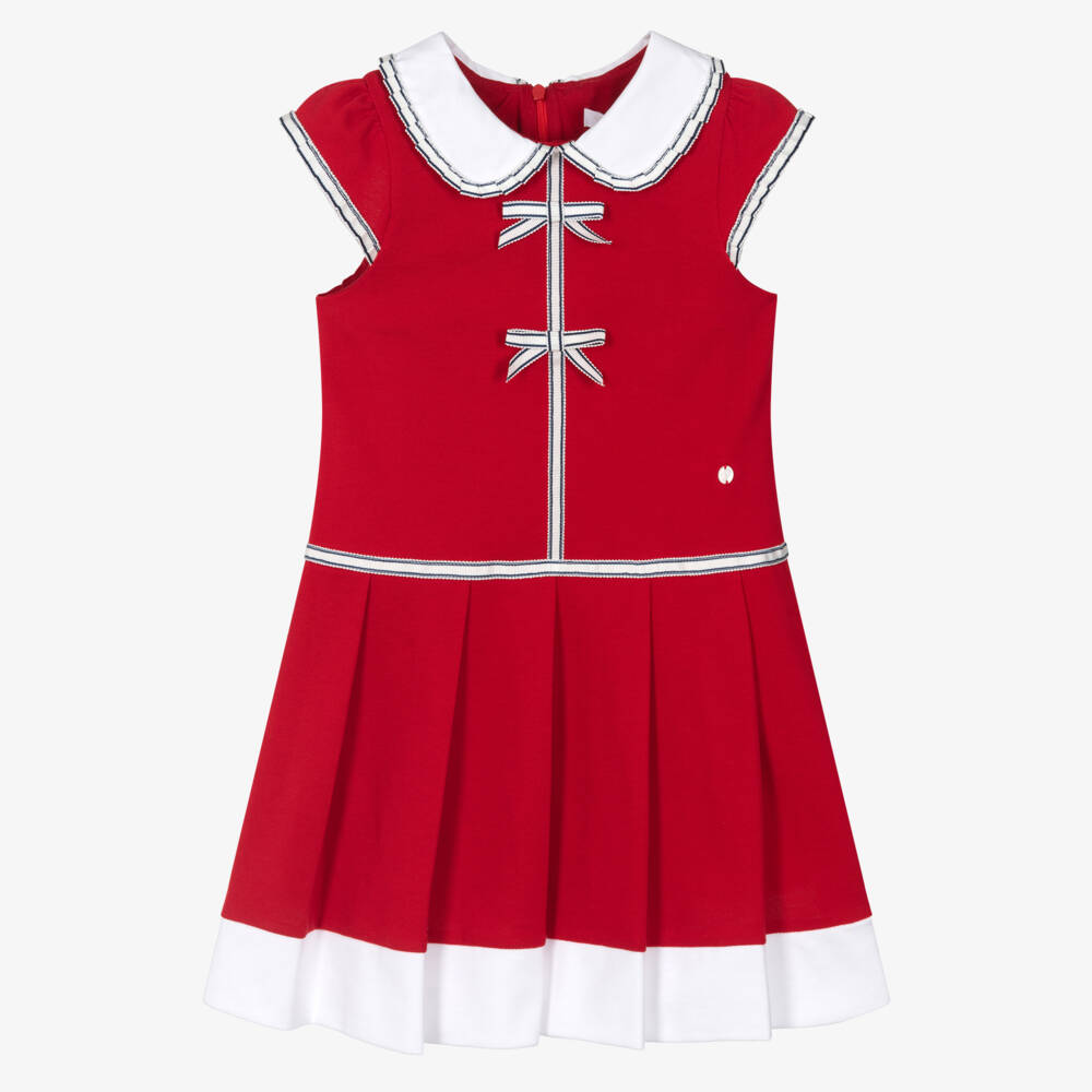 Patachou-Платье с пике воротником для девочек в алом цвете | Childrensalon Outlet