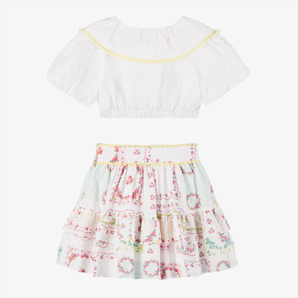 Patachou-Girls Seersucker Cotton Ensemble | Childrensalon Outlet