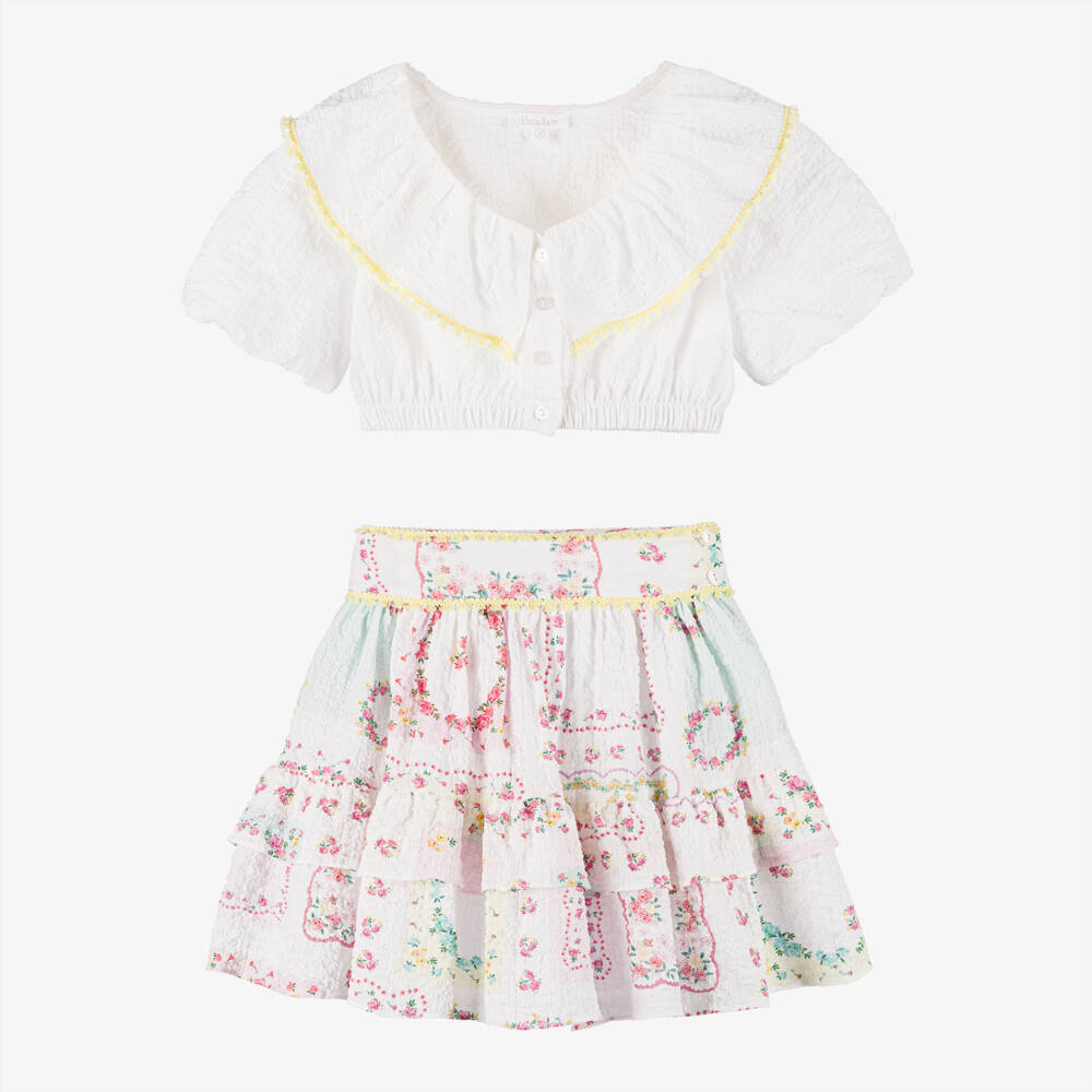 Patachou-Girls Seersucker Cotton Ensemble | Childrensalon Outlet