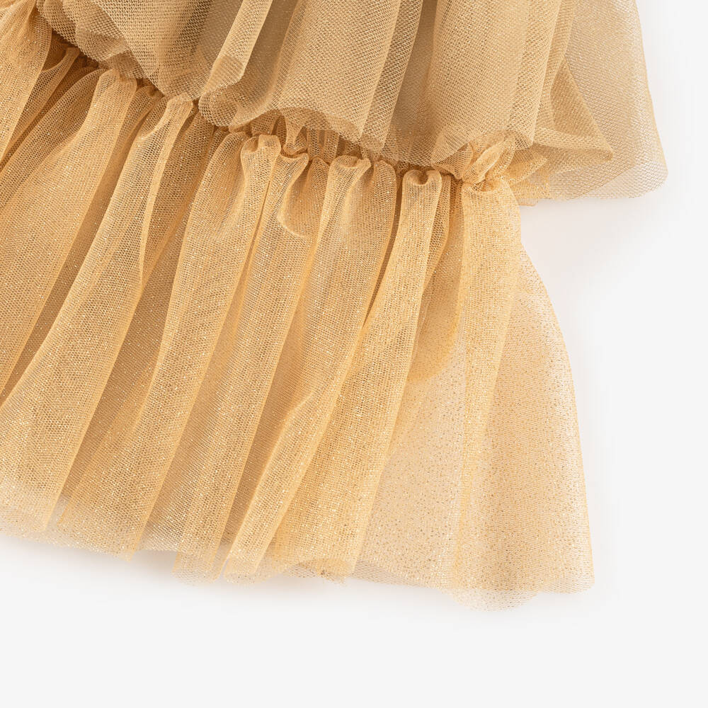 Patachou-Girls Shimmering Gold Tulle Gown | Childrensalon Outlet