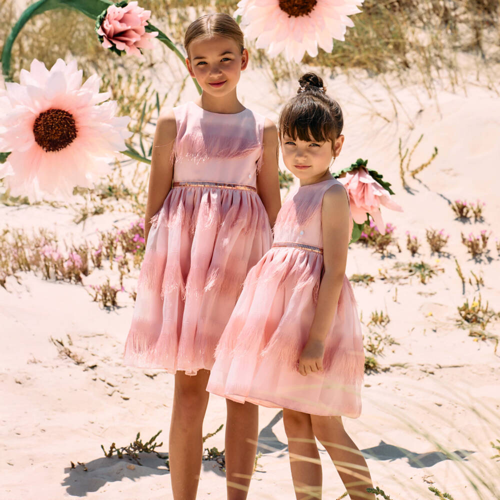 Patachou-فستان وردي لامع بشراشيب للبنات | Childrensalon Outlet